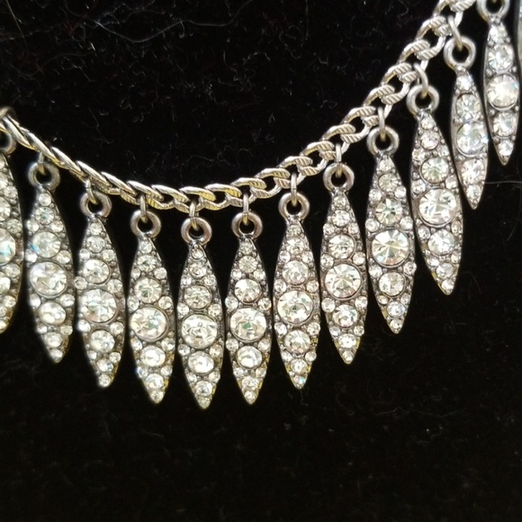 Silver Stone Glass bead statement necklace Fringe pendent Chloe and isabel - Picture 2 of 3